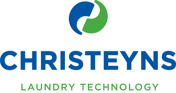 The logo for Christians - Laundry Technology: a blue semi-circle is interlocked with a green semi-circle. Underneath the name in blue and green lettering.