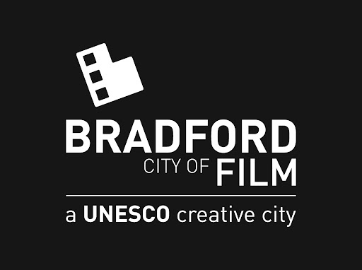 A logo that reads Bradford City of Film, a UNESCO creative city