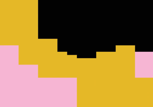 Black yellow and pink pixelated diagonal stripes