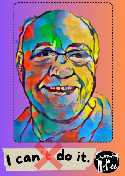 Colourful digital portrait drawing of a man
