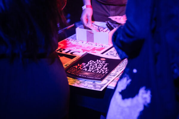 A table with old prints on it