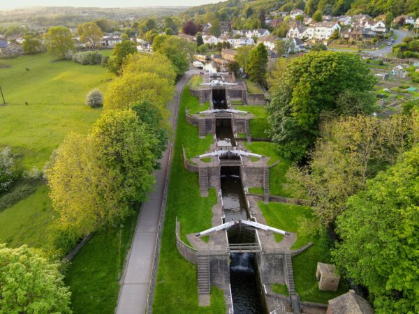 Bingley 5 rise locks drone shot