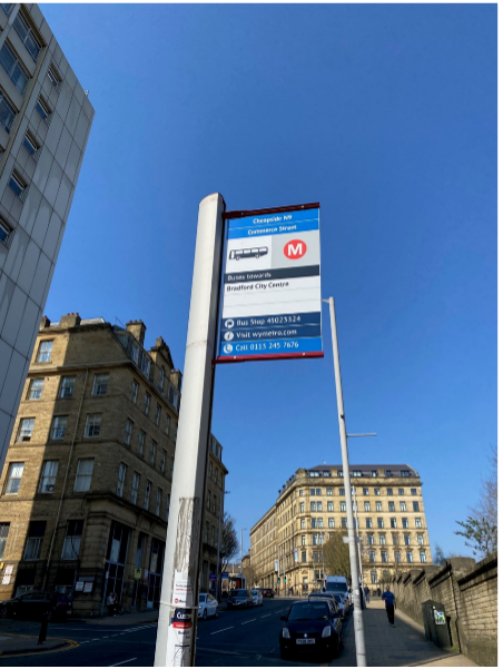 Bus stop outside of Loading Bay