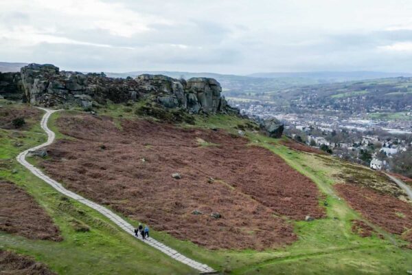 Aerial Photograph of Cow and Calf Rocks in Ilkley