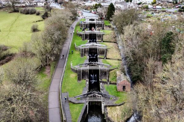 Aerial Photograph of 5-Rise Locks in Bingley