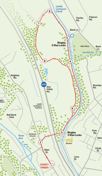 Route, for bingley 3 and 5 rise locks walk