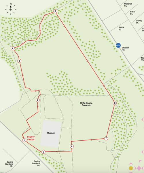 Cliffe Castle walking map route