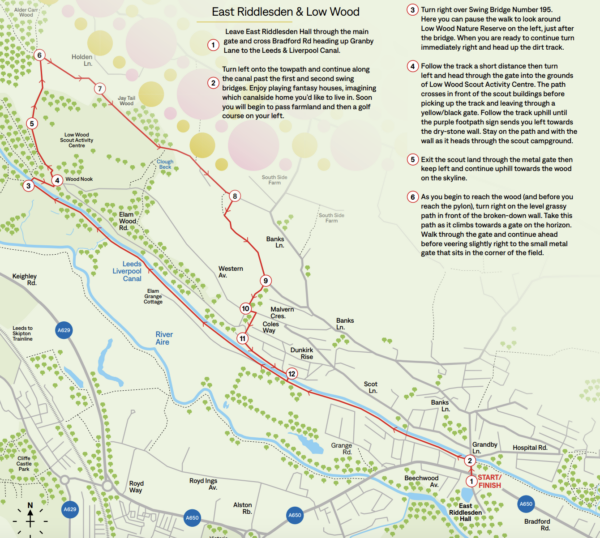 East Riddlesden & Low Wood map route of walk