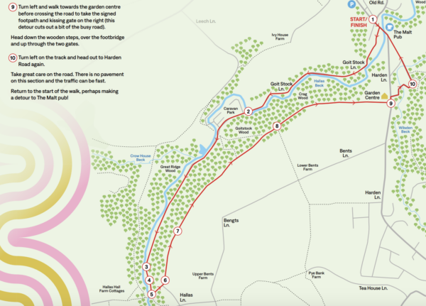 Goit Stock waterfall & woods map route walk