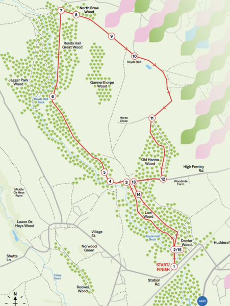 Map route for Bradford on foot.