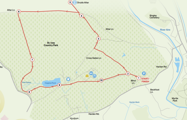 St Ives circular walk map route