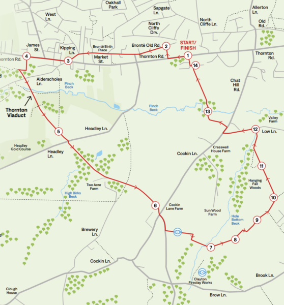 Thornton Viaduct Circular walk map route