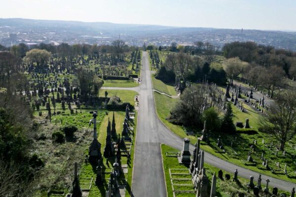 Aerial Photograph of Undercliffe Cemetery in Bradford