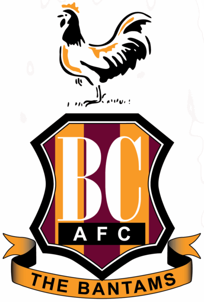 Bradford City AFC Logo, a Chicken on top of a badge/ emblem of the club