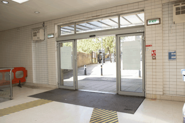 Automatic doors to exit the station to outside