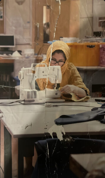 Artist atiyya mirza sewing as a teenager.