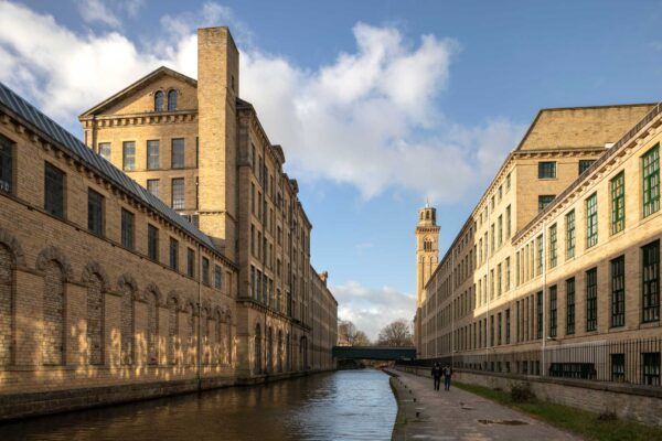 Salts Mill and the canal in Saltaire.