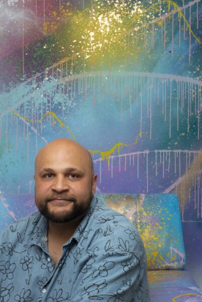 Ezra Nash, one of a group of people who meet at Common Space. This arts and community venue in Bradford City Centre is run by Castles In The Sky Projects, who focus on the support of LGBTQIA+ artists and communities. Photo by Tim Smith.