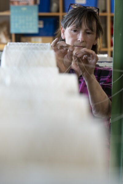 Gwynnie Williamson at Wyedean Weaving Company in Haworth. Photo by Tim Smith.
