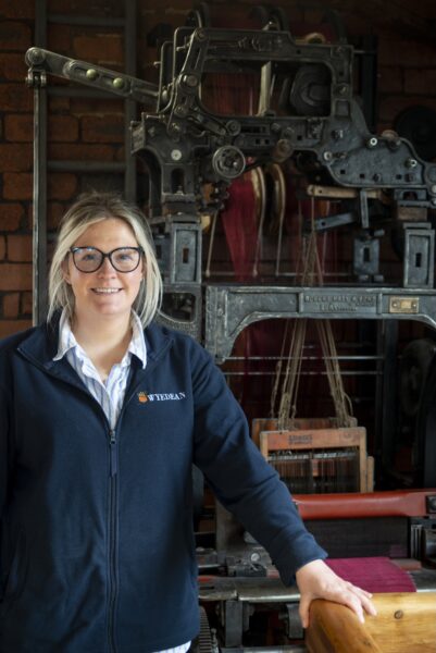 Susannah Walbank at Wyedean Weaving Company in Haworth. Photo by Tim Smith.