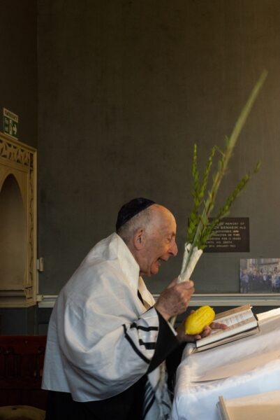 Rabbi Douglas Charing leading a service to celebrate the Jewish festival of Sukkot, also known as the Feast of Tabernacles, at the Bradford Reform Synagogue on Bowland Street in Manningham. Photos: Tim Smith.