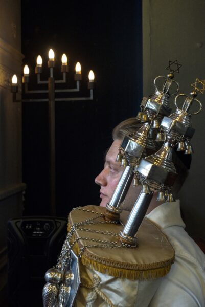 service to celebrate the Jewish festival of Sukkot, also known as the Feast of Tabernacles, at the Bradford Reform Synagogue on Bowland Street in Manningham. Photos: Tim Smith.