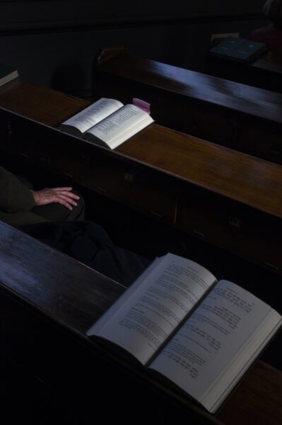Rabbi Douglas Charing leading a service to celebrate the Jewish festival of Sukkot, also known as the Feast of Tabernacles, at the Bradford Reform Synagogue on Bowland Street in Manningham. Photos: Tim Smith.