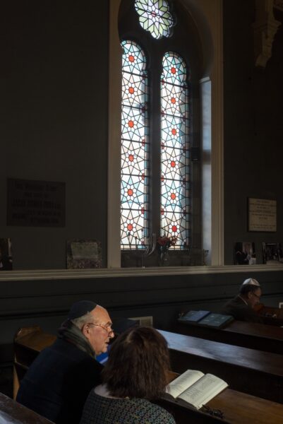 Rabbi Douglas Charing leading a service to celebrate the Jewish festival of Sukkot, also known as the Feast of Tabernacles, at the Bradford Reform Synagogue on Bowland Street in Manningham. Photos: Tim Smith.