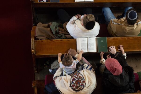 Rabbi Douglas Charing leading a service to celebrate the Jewish festival of Sukkot, also known as the Feast of Tabernacles, at the Bradford Reform Synagogue on Bowland Street in Manningham. Photos: Tim Smith.