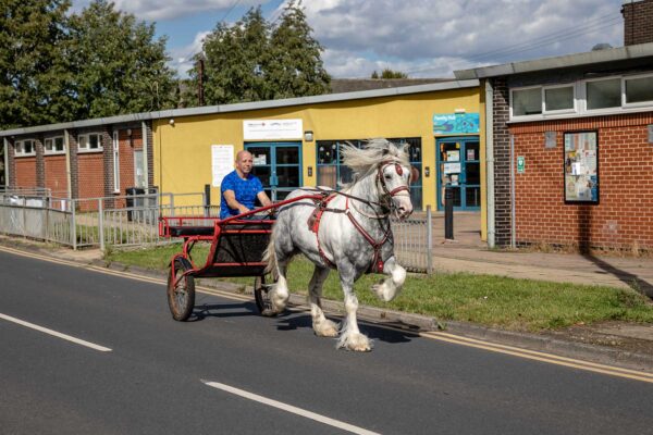 A horse and cart outside the TFD Centre