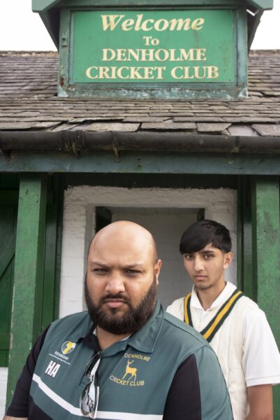 Denholme vs Haworth 1st teams playing each other at Denholme Cricket Club in the Second Division of the Craven & District Cricket League, a league in which many of the Bradford District teams play. Photos by Tim Smith.