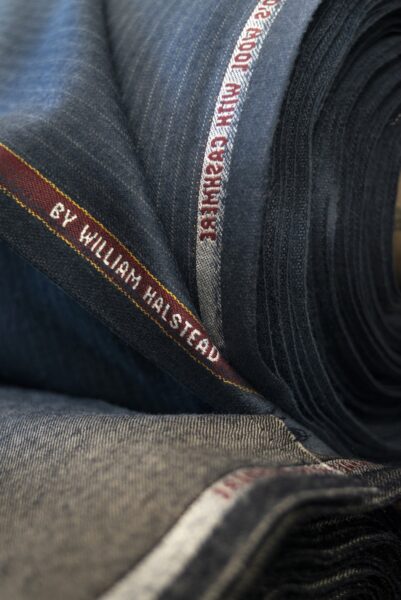 A roll of denim fabric