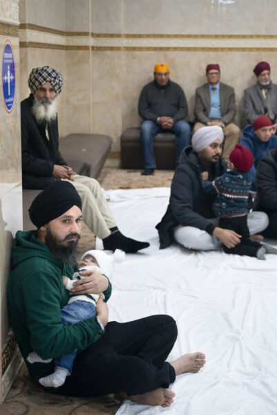 The Guru Gobind Singh Gurdwara on Gobind Marg in central Bradford. Alongside the prayer hall is the langar, or community kitchen, which serves vegetarian meals to all free of charge. The kitchen, a central feature of all Gurdwaras, is run by Sikh community volunteers who are doing seva, or 