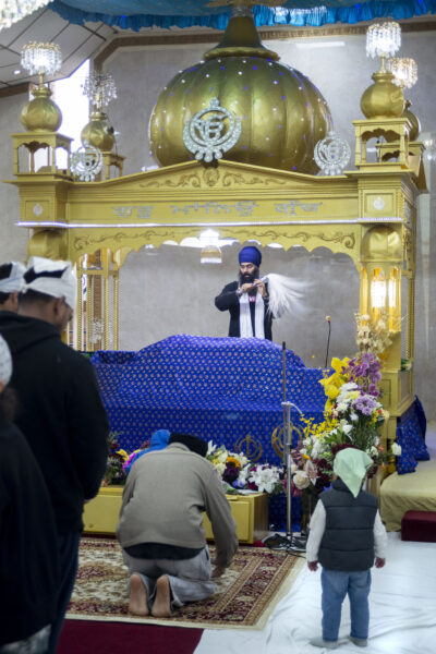 The Guru Gobind Singh Gurdwara on Gobind Marg in central Bradford. Alongside the prayer hall is the langar, or community kitchen, which serves vegetarian meals to all free of charge. The kitchen, a central feature of all Gurdwaras, is run by Sikh community volunteers who are doing seva, or 